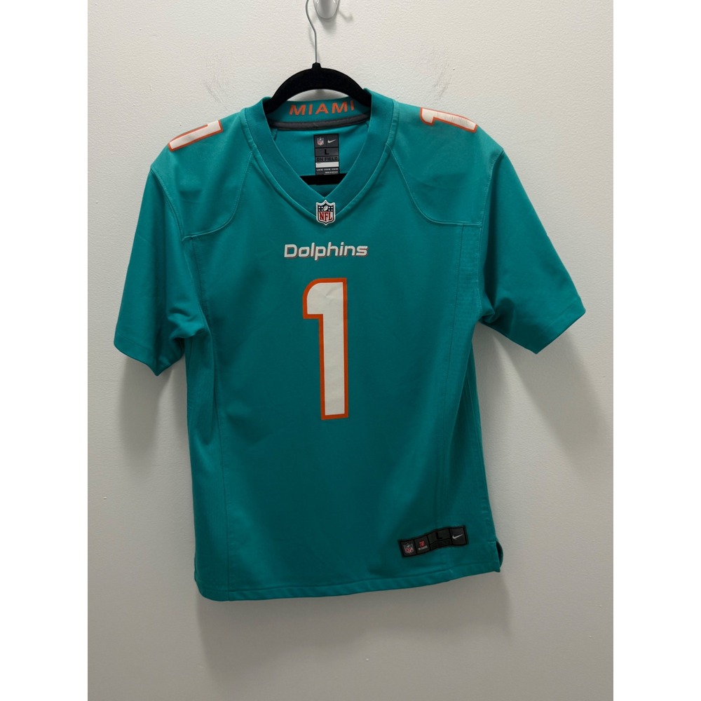 Nike Miami Dolphins Tua Tagovailoa 1 Jersey Youth Large Aqua Teal NFL Football